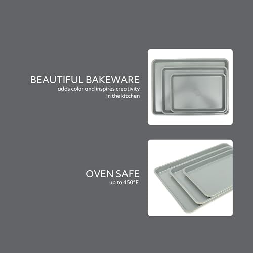 Sur La Table Kitchen Essentials Bake Sale 3-Piece Cookie Sheet Set – Nonstick Carbon Steel Baking Pans (13, 15, 18 Inch) – Grey Easy-Clean Oven Trays for Cookies, Roasting & More - size: Baking Sheet Set (13", 15", 18")