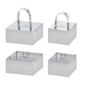 Uncle Jack 4 Pieces Food Ring Molds Set, Stainless Steel Cake Ring Mold with Pusher, for Kitchen Tools, Baking Pastry, Cake, Mousse (Include 4 Rings and 2 Pushers) - size: Square 2 PCS 3 1/8" + 2 PCS 2 3/8"