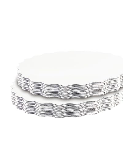 qiqee 12 Inch White Wave Cake Boards Round 15-Packs Circles Rounds Base Food-Grade Cardboard Wave Cake Plate（Thinner But Stronger） - color: White, size: 12 inch / 15Pcs