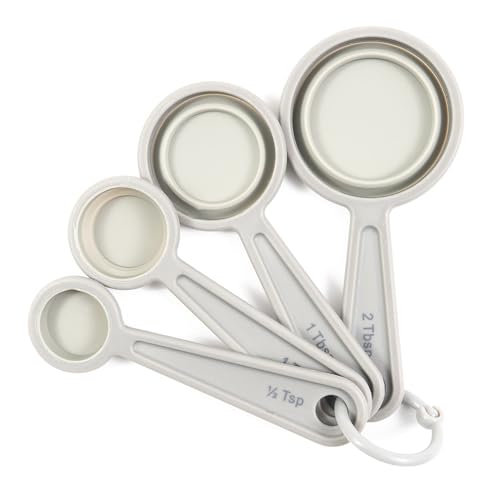 French Culinary Institute Premium 4-Piece Collapsible Measuring Spoon Set, Gray