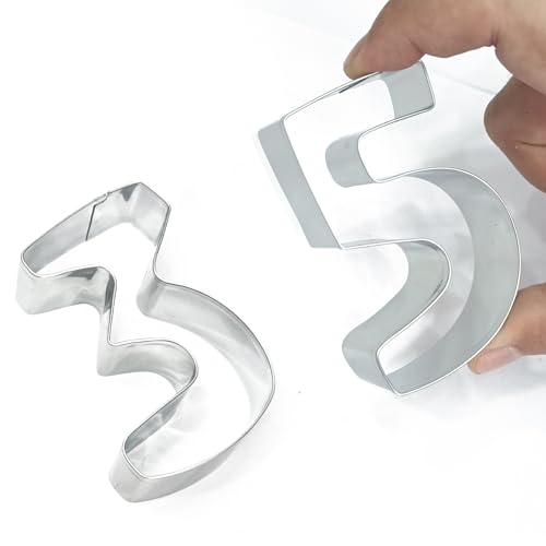 9PCS Number Cookie Cutters Set,Stainless Steel Birthday Numbers 0-8(6 Reverses to 9),3Inches Cookie Fondant Dough Numbers Kitchen Baking,for Birthday wedding family gathering Halloween Christmas Party - style: 3 Inch Numbers - 9Pcs