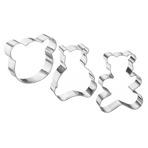 uxcell 3pcs Bear Cookie Cutter Set Stainless Steel Fondant Biscuit Cutter