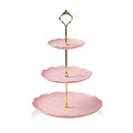 Sweejar 3 Tier Ceramic Cake Stand Wedding, Dessert Cupcake Stand for Tea Party Serving Platter(Rose Pink) - color: Rose Pink