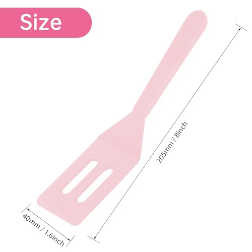 2 Pack Silicone Mini Brownie Serving Spatula, Nonstick Silicone Small Spatula,Heat-Resistant Cookie Spatula, Mini Slotted Serve Turner for Flip Egg in Small Frying Pan Batter Cookware (Macaron Pink) - color: Macaron Pink