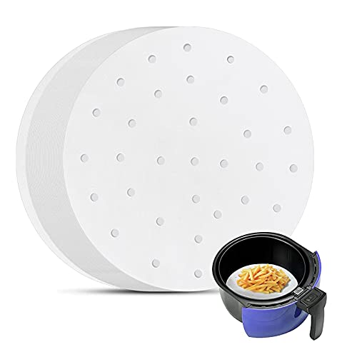 YQL 7 Inch Air Fryer Liner,200PCS Parchment Paper for Air Fryer Precut Perforated Parchment Paper Steaming Paper for Steaming Basket and More