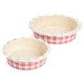 Paris Hilton Ceramic Pie Dish Set, 7-Inch and 9-Inch Stoneware Baking Dishes with Fluted Rim and Gingham Design, Oven Safe up to 450°F, 2-Piece, Pink - size: 2-Piece
