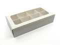 20-Ct White Treat Boxes, 8.75x4.5x1.9in, Window & Dividers - color: White, size: 8.75 x 4.5 x 1.9 in (8 compartments)