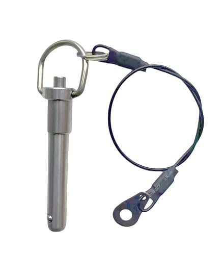 Stainless Steel Ring Quick-Release pin, Grip Button Locking pin, Ball Locking pin with Safety Rope (Dia:1/4, L:1in) - size: L:1in