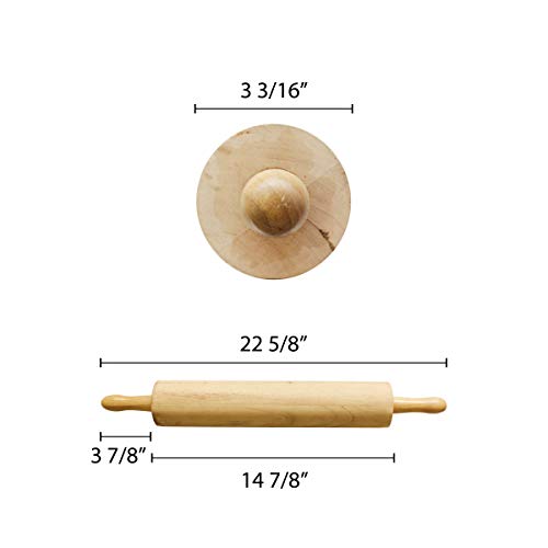 Thunder Group WDRNP015 Rolling Pin 15" 3-1/4" Dia. Barrel - color: Wooden, size: 15 Inch