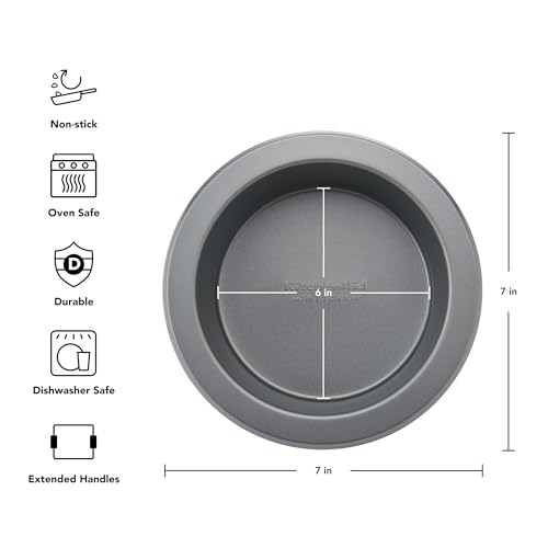 KitchenAid Nonstick Aluminized Steel Round Cake Pan, Dishwasher Safe, Contour Silver, 6 Inch - color: Contour Silver, size: 6 Inch
