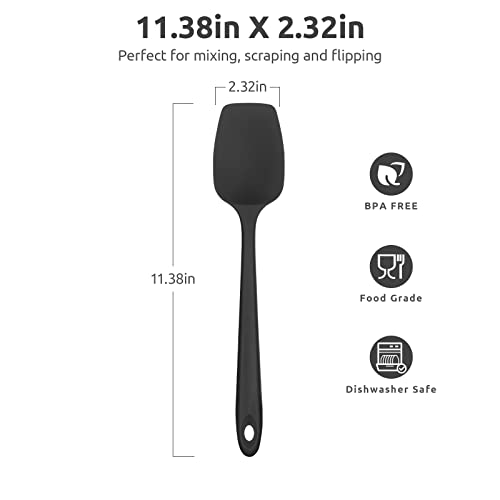 U-Taste Silicone Spoon Spatula, 600°F High Temp Spoonula, 11.38", Black - color: Black, size: 11.38 in (spoon spatula)