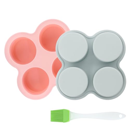 Silicone Air Fryer Egg Mold and Cupcake Pan, Muffin Tin with Oil Brush, Non-Stick Molds for Air Fryer Toaster Oven, 2Pcs Egg Molds