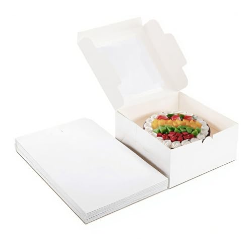 24Pack Cake Boxes 12inch, White Paper Cake Boxes With Window, Cajas Pasteles For Cake Delivery Baking Business Gifting, Cookies, Pie, Pastries, Chocolates, Cupcake 12x12x5 Inch - size: 12x12x5 inch