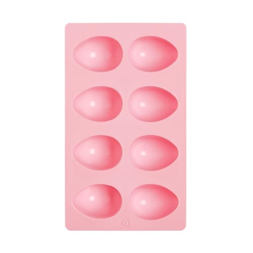 1 Pack Silicone Egg Molds 8 Cavity Easter Silicone Candy Mold 3D Egg-Shaped Silicone Baking Mold for Chocolate, Jello, Mini Cakes, DIY Desserts, Candy, Ice, Pudding, Baking (1, Pink) - color: Pink