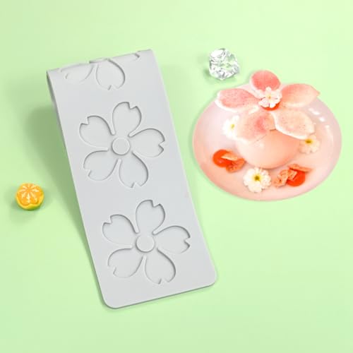 mostsom 3D Hollow Out Lace Mold 3D Cherry Blossom Cake Lace Mold Flower Silicone Mould Fondant Mold Chocolate Stencil Cake Decorating Border Bakeware (H_ Cherry Blossom) - size: H_ Cherry Blossom
