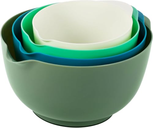 BoxedHome Classic Mixing Bowl Set, Microwave Safe, 3.5 quarts (Army Green) - color: Mixed White