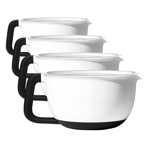 OXO Good Grips 4Qt BPA Free Plastic Batter Mixing Bow with Lid, White (Pack of 4) - size: 4QT (Pack of 4)