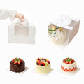 10 Packs Cake Boxes 8Inch, White Bakery Carrier with Window, Cardboard Cake Containers with Handle for Cookie Dessert, Cajas Para Postres for Birthday Wedding Party Valentine's Day