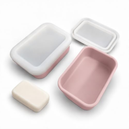 Silicone Soap Molds with Lids, 2 Pack, 8.5 fl oz Each, Blush Pink - color: Blush Pink