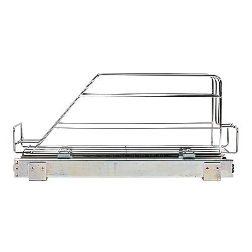 Household Essentials Glidez Multipurpose Chrome-Plated Steel Pull-Out/Slide-Out Storage Organizer for Cookware and Bakeware - Fits Standard Size Cabinet or Shelf, Chrome - size: 5" - Extended, style: Single Tier