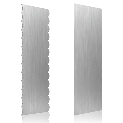2 Pack Stainless Steel Cake Scraper, 8.6-inch Double Sided Patterned Edge Stripe Edge Smoother Scraper Cake Decorating Tools, Metal Cake Carving Smoothing Cream Pastry Baking - color: Style - 2