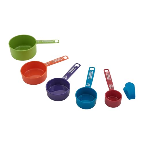 FARBERWARE 5-Piece Measuring Cup Set with Coffee Scoop, Durable Plastic Nesting Measuring Cups with Easy-Read Markings, BPA-Free, Dishwasher Safe - style: Cups