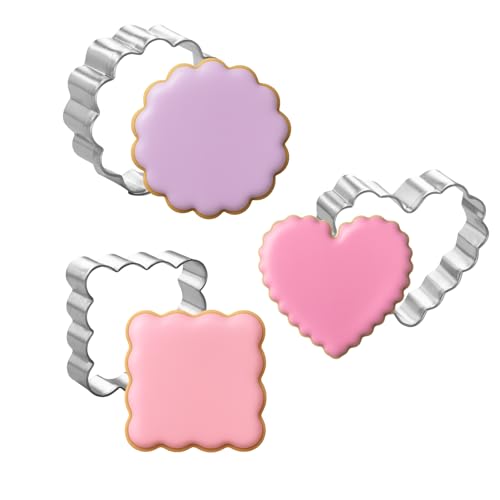 Foose Cookie Cutters Mini Geometric Shape Cookie Cutter 3 Piece Set with Recipe Card, Made in the USA