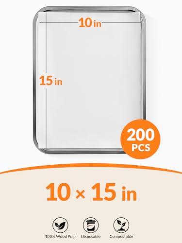 SMARTAKE 200 Pcs White Parchment Paper Sheets, 10x15 Inches, Non-Stick - size: 10" x 15"-200 Pcs