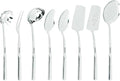 Viking Kitchen Utensils Set, 8 Piece Stainless Steel Cooking Utensil Set, Includes Spatulas, Spoons, Pasta Fork, Deep Ladle, Meat Fork, and Skimmer, Silver Multiple - Model 2021 (Pack of 6) - size: 15.5" x 4.75", style: 8-Piece Set (Pack of 6)