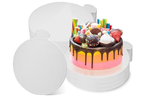 50 Pcs 5 Inch Mini White Cake Boards Round Mousse Cake Boards Disposable Cardboard Plate Round Coated Cakeboard for Kitchen Baking Caking Pizza Dessert Cupcake Tray (White) - color: White