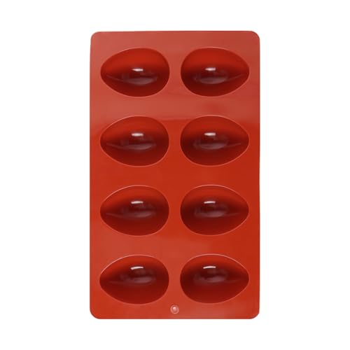 1 Pack Silicone Egg Molds 8 Cavity Easter Silicone Candy Mold 3D Egg-Shaped Silicone Baking Mold for Chocolate, Jello, Mini Cakes, DIY Desserts, Candy, Ice, Pudding, Baking (1, Brick Red) - color: Brick Red