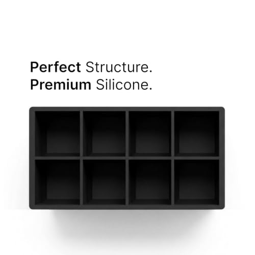 Ice Cube Molds, 2 Pack Silicone Trays for 8 Large Square Cubes - color: 2" Cube (Black)