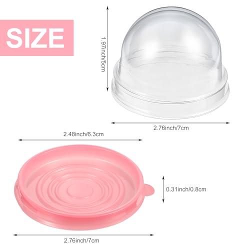 Patelai 50 Pcs Mini Cupcake Containers Clear Plastic Dome Boxes, Pink - color: Pink