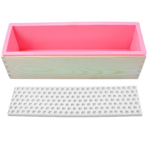 Soap Making Kit, 44oz Silicone Soap Making Liner Wood Box with Beehive & Hexagon & Rose Mat Creative Honeycomb Mat Mold for DIY Soap Making (Purple & Pink) (Pink Mold-Hexagon) - color: Pink Mold-Hexagon