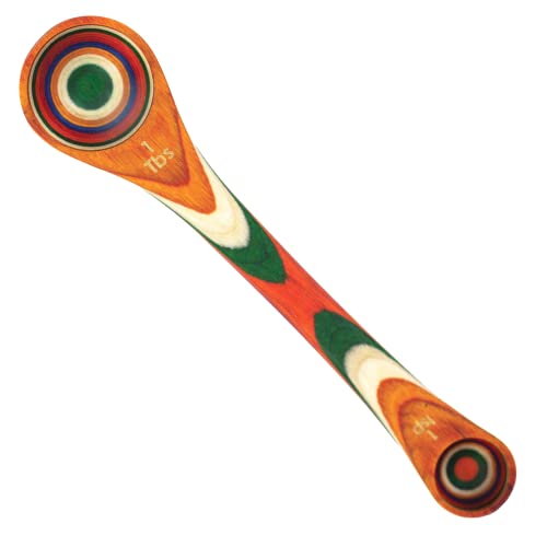Totally Bamboo Baltique Marrakesh Collection 2 in 1 Wooden Measuring Spoon with Tablespoon and Teaspoon Measurements