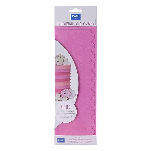 PME PS63 Tall Patterned Edge Side Scraper for Cake Decorating-Ribbed, 10 in in, Transparent - style: Ribbed