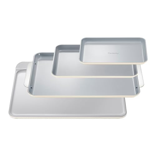 Caraway Non-Stick Ceramic Baking Sheet Trio and Cookie Sheet Set - color: Cream, size: Baking Sheet Trio & Cookie Sheet