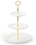 3 Tier Cupcake Stand, Ceramic Tiered Serving Stand - color: White
