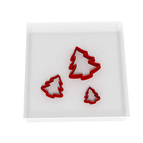 JUST Tiny Christmas Tree Shape Cutters | Set of 3 Mini Plastic Cutter for Fondant, Clay, Crafts, Icing, Baking(A)(1.25", 0.75", 0.5")