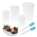 Silicone Cups for Melting Chocolate, 4Pack 100/250/350ml Capacity Silicone Measuring Cups with 2Pcs 5ml Droppers，Reusable Baking Supplies for DIY Chocolate Molds