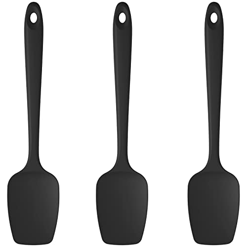 U-Taste Silicone Spoon Spatula Set of 3, 600°F High Heat Resistant, Black - color: Black