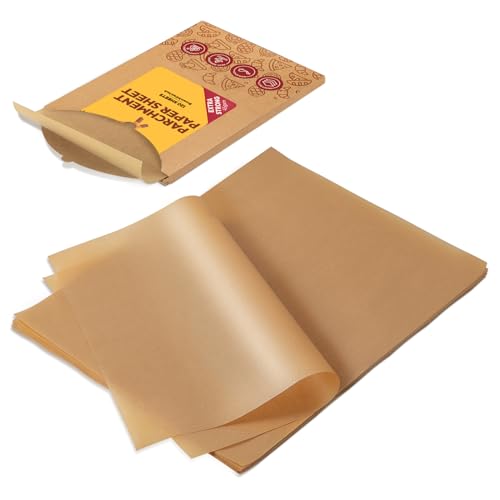 Katbite 120Pcs 8x12 inches Parchment Paper Sheets, Heavy Duty Unbleached Baking Paper, Pre-cut Parchment Paper for Baking, Air Fryer, Grilling, Steaming - size: 8"x12"