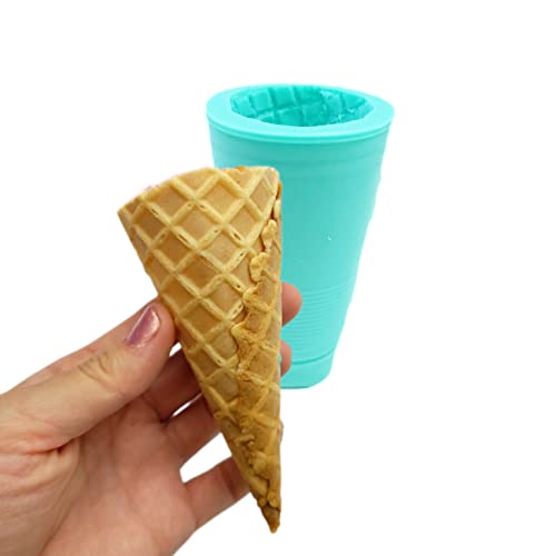 Waffle cone silicone mold ice cream cone mold 3D Ice cream cone mold wax melt mold realistic ice cream NC059