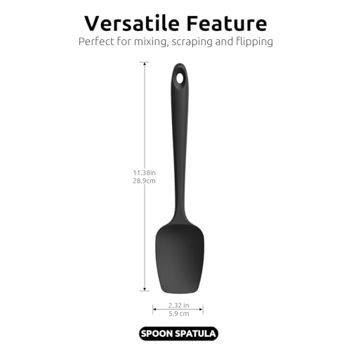 U-Taste Silicone Spoon Spatula Set of 3, 600°F High Heat Resistant, Black - color: Black