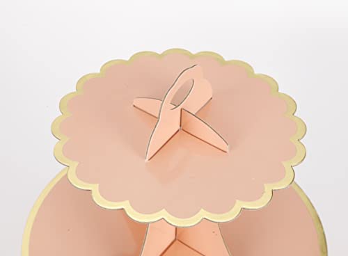 YLDW Cupcake Stand with Lace Trim, 3-Tier Cupcake Stand Display, Cardboard Cup Cake Tower Stand, Disposable Dessert Stand for Birthday Tea Party Baby Shower Treat Decorations, Orange Pink - color: Orange Pink