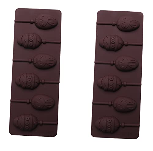 Sowaka 2 Pcs Easter Eggs Molds for Lollipop Small Rabbit 6 Cavity
