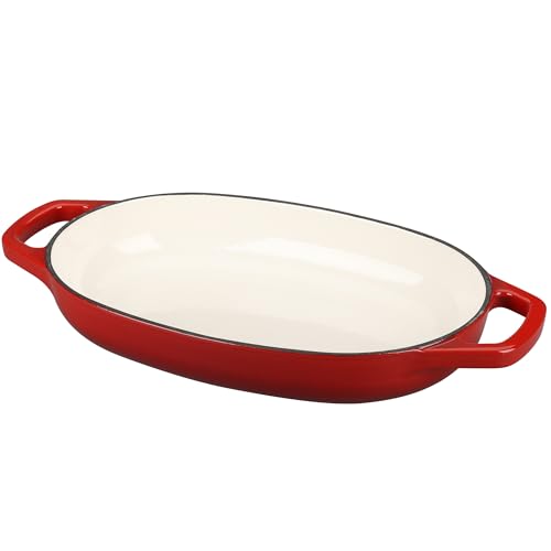EDGING CASTING Enameled Cast Iron Oval Dutch Oven Pot with Lid, Dutch Oven for Sourdough Bread Baking, Bread Oven, Bread Dutch Oven, Oval Bread Pan, 5qt, Red - color: Red, size: 5 Quart