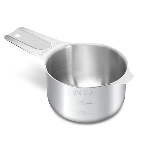 3/4 Cup (180 ml | 6 oz| 180 cc) Stainless Steel Measuring Cup, Metal Measuring Cup for Cooking & Baking - color: Stainless Steel, size: 3/4 Cup (180 ml | 180 cc | 6 oz)