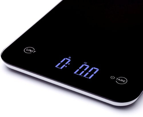 Ozeri Touch Digital Kitchen Scale (12 lbs Edition) in Tempered Glass - color: Stylish Black