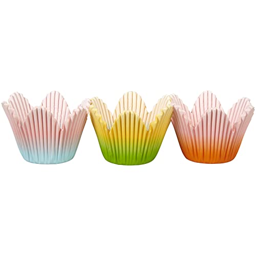 Wilton Ombre Flower Petal Cupcake Liners, Pastel Baking Cups for Easter, Weddings, Baby Showers & Spring Desserts, 72-Count